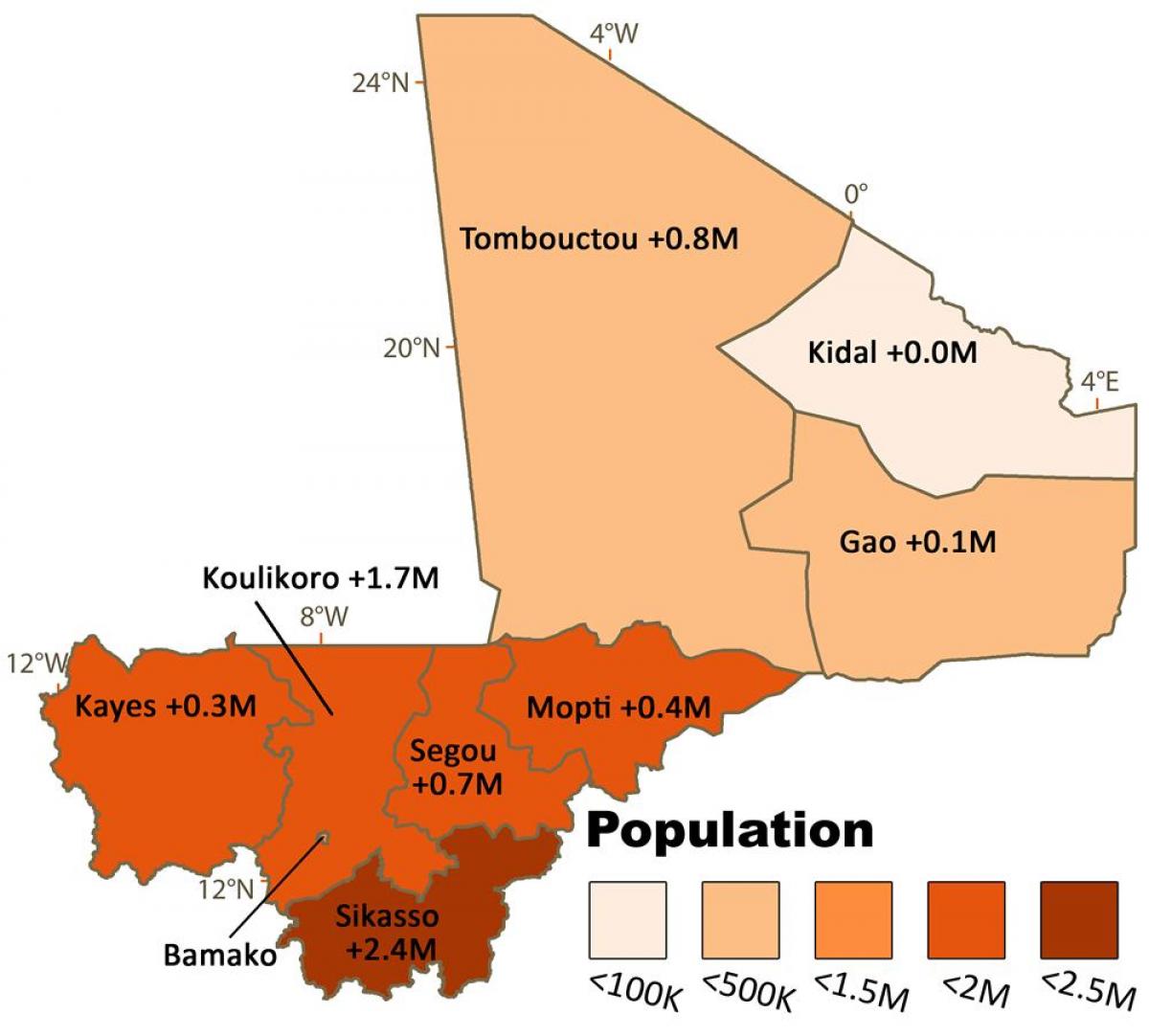 Harta e Mali i popullsisë